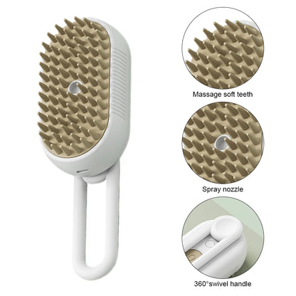 3 in 1 Pet Spa Grooming Brush - Gently Removes Loose Fur, Cleans and Massages Dogs & Cats