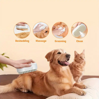 3 in 1 Pet Spa Grooming Brush - Gently Removes Loose Fur, Cleans and Massages Dogs & Cats
